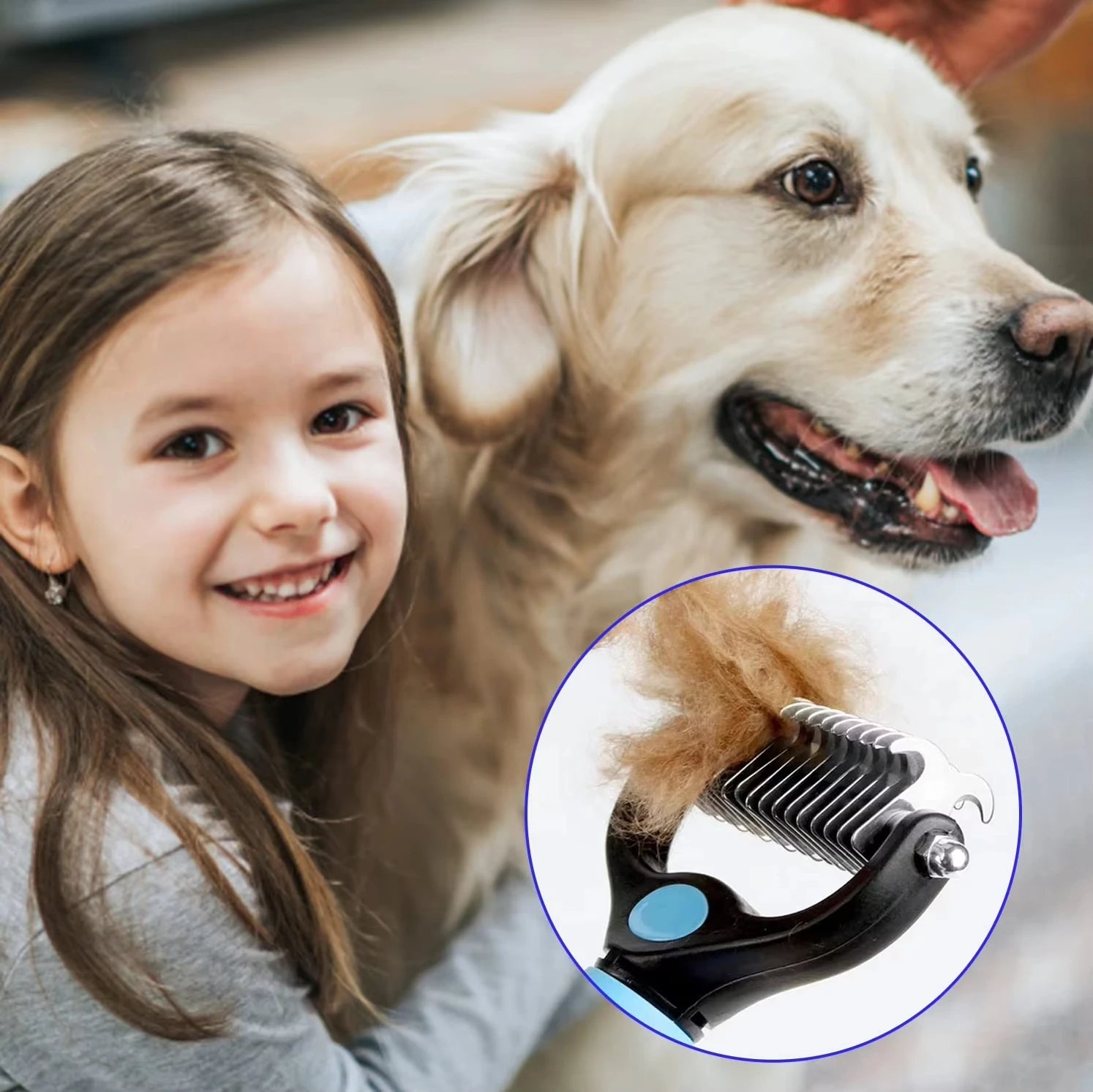 Pet Grooming Brush Comb,Dual-Sided Professional Deshedding Brush for Cats and Dogs ,Pet Brush for Removing Tangles and Knots