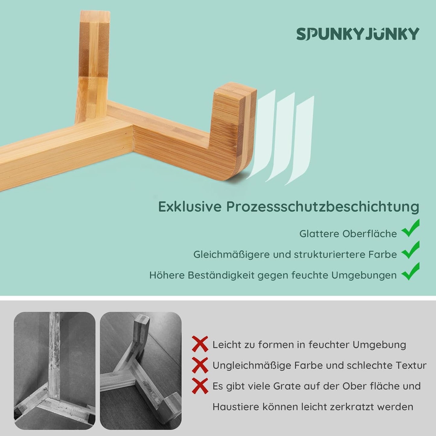 SPUNKYJUNKY Hundenapf Keramik Doppel Hund Futternapf Mit Bambus Ständer Für Katzen Und Hunde (400Ml, Schwarz)