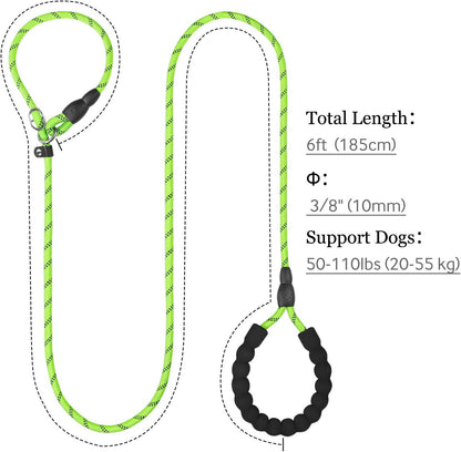 Tagme Retrieverleine Mit Zugstopp,Reflektierende Seilleine 185 Cm Moxonleine,Weicher Gepolsterter Griff,10Mm Für Mittlere Hunde,Grün
