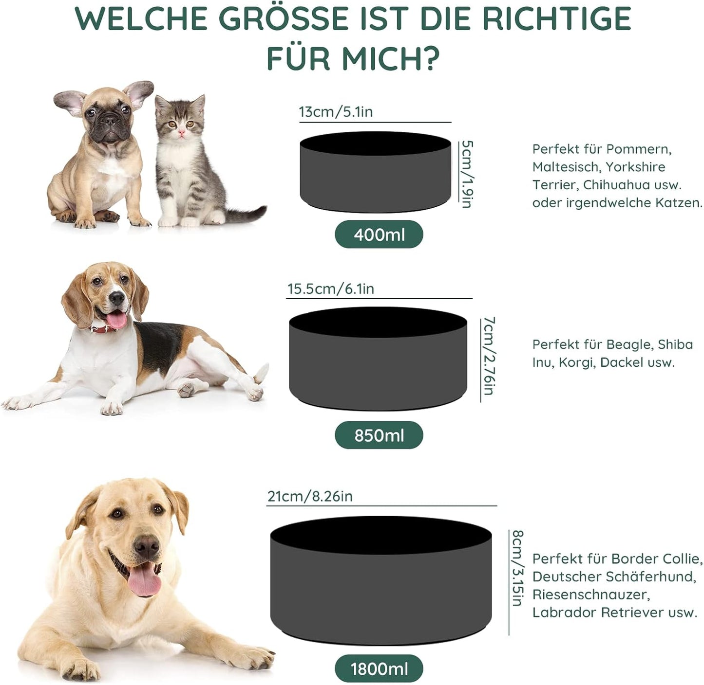 SPUNKYJUNKY Hundenapf Keramik Doppel Hund Futternapf Mit Bambus Ständer Für Katzen Und Hunde (400Ml, Schwarz)
