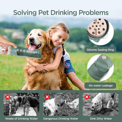 520ML Hunde Trinkflasche, 180° Faltbare Hund Katze Haustiere Auslaufsicher Wasserflasche, Tragbare Hundewasserflasche Für Kleine Pet Zum Wandern Reisen